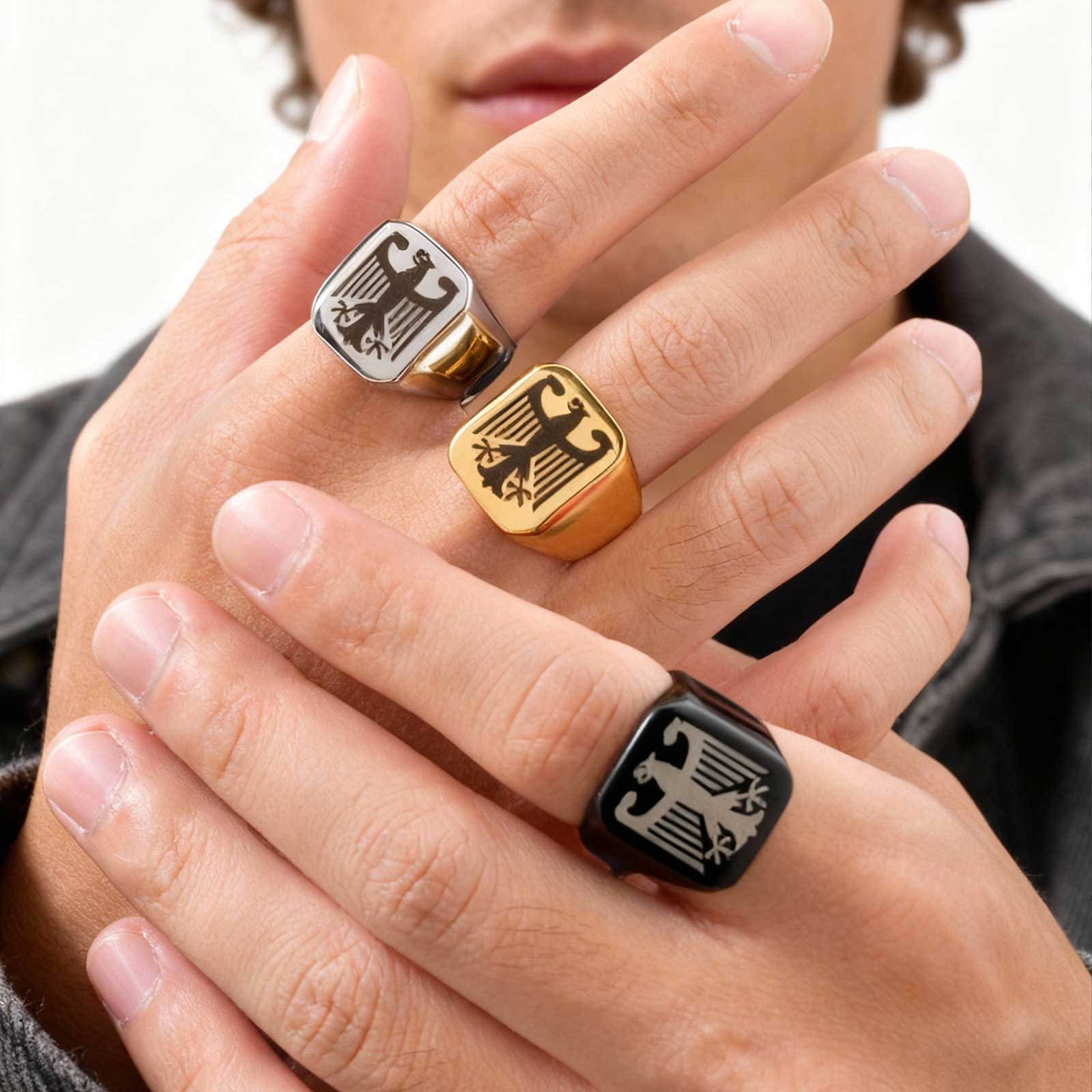 Initial Ring Custom - Custom Flying Hawk Eagle Ring Cool