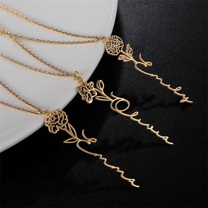 Personalized Birth Flower Name - Birth Flower Necklace recension och pris